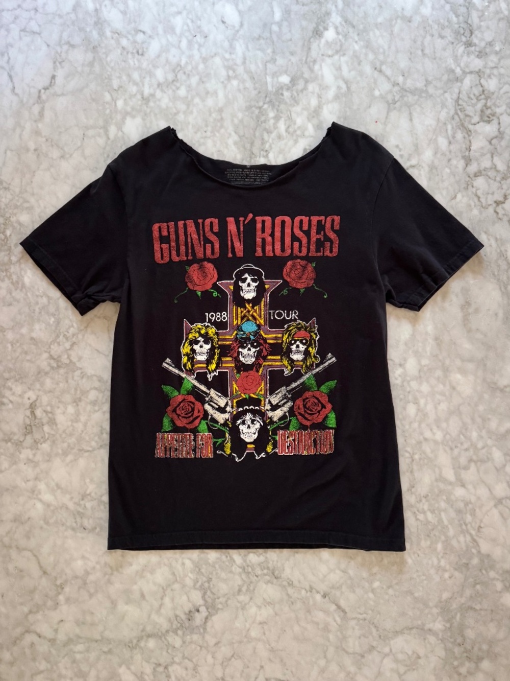 Guns N' Roses 1988 Tour Appetite for Destruction Distressed T-Shirt Size Medium